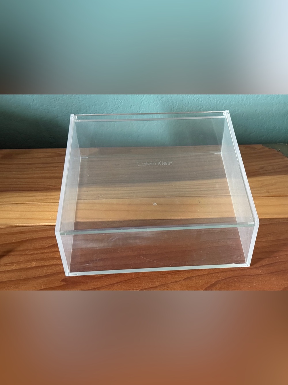 Calvin Klein Clear Acrylic Display Box Store Fixture Tray 9.75” x 9.75” x 3.3”